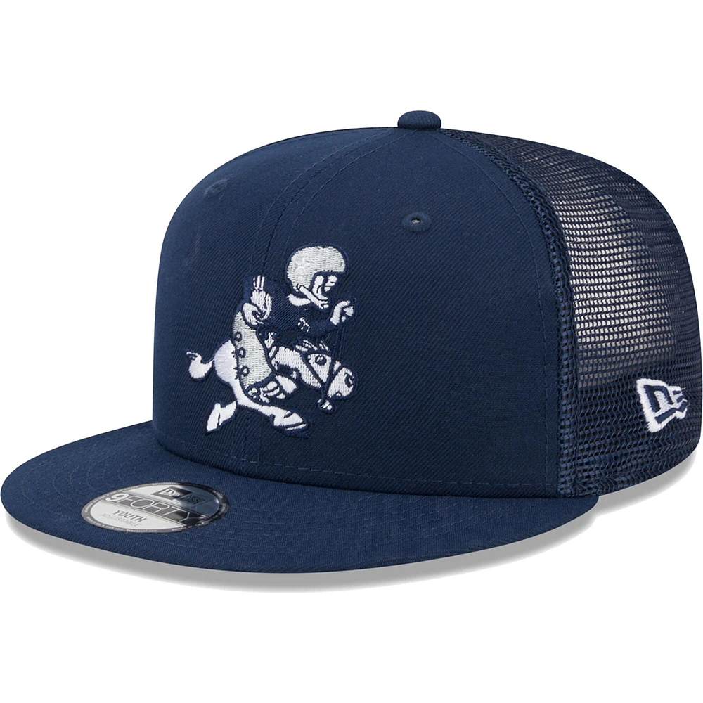 Youth New Era Navy Dallas Cowboys Retro Joe Main Trucker 9FIFTY Snapback Hat