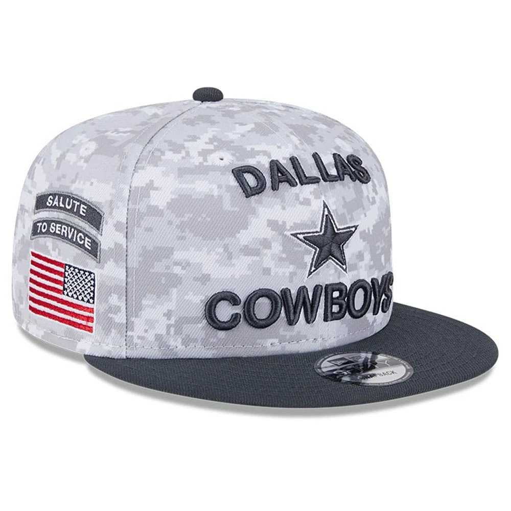 Youth New Era White/Graphite Dallas Cowboys 2024 Salute To Service 9FIFTY Snapback Hat