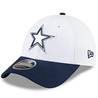 Youth New Era White/Navy Dallas Cowboys 2024 NFL Training Camp 9FORTY Adjustable Hat