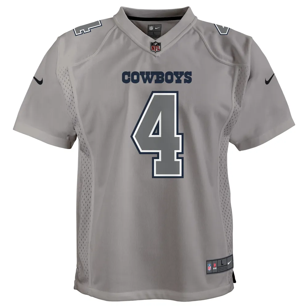 Youth Nike Dak Prescott Gray Dallas Cowboys Atmosphere Game Jersey