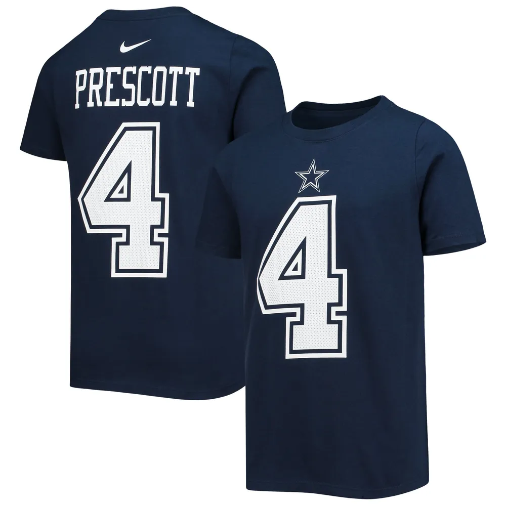 T-shirt avec nom et numéro de joueur l'équipe Nike Dak Prescott bleu marine des Dallas Cowboys