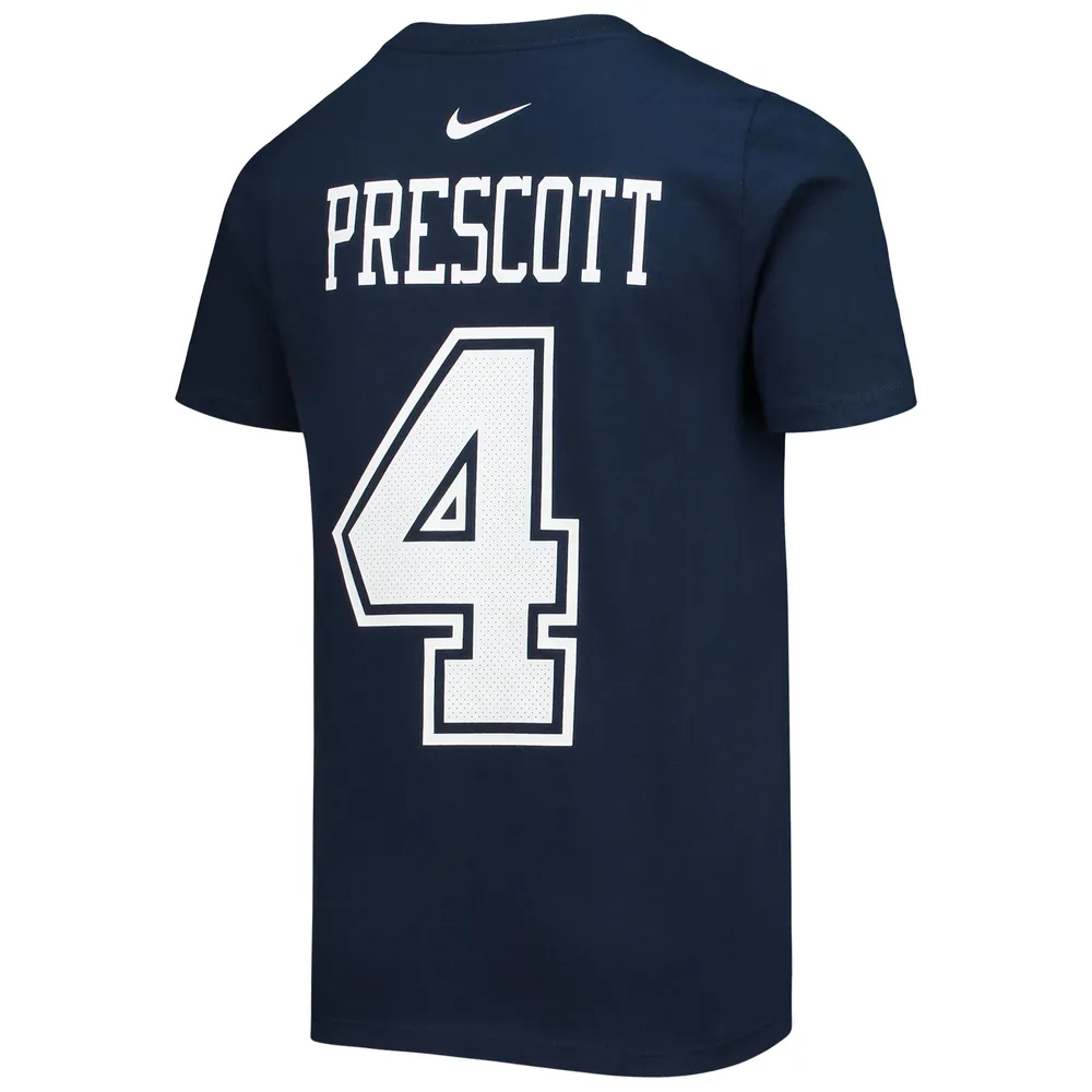 T-shirt avec nom et numéro de joueur l'équipe Nike Dak Prescott bleu marine des Dallas Cowboys