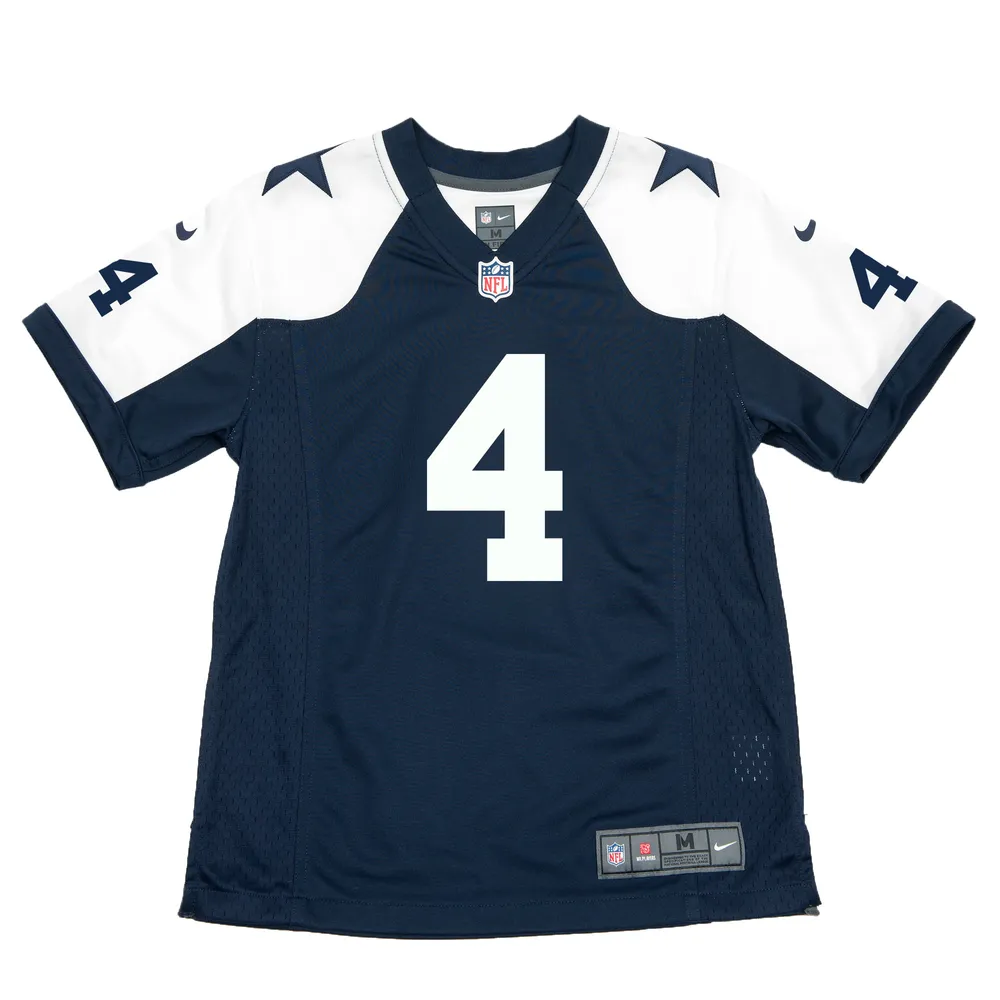 Maillot de match Nike Dak Prescott pour jeunes, bleu marine, Dallas Cowboys