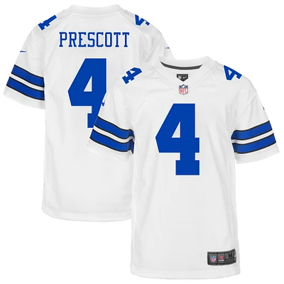 Maillot de jeu Dallas Cowboys Nike Dak Prescott blanc pour jeune