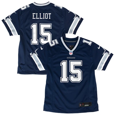 Maillot de match Nike Ezekiel Elliott bleu marine pour jeunes des Cowboys Dallas