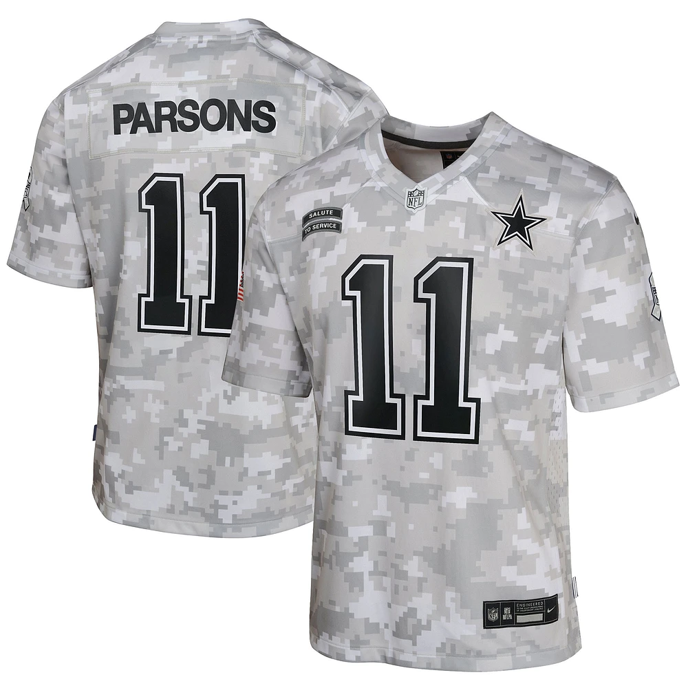 Maillot de match Salute to Service 2024 des Cowboys Dallas Nike Micah Parsons Arctic Camo pour jeune