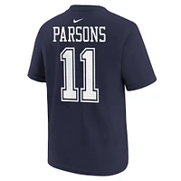 T-shirt Nike Micah Parsons pour enfant avec nom et numéro de joueur des Detroit Lions, bleu