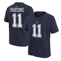 T-shirt Nike Micah Parsons pour enfant avec nom et numéro de joueur des Detroit Lions, bleu