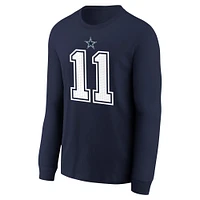 T-shirt à manches longues Nike Micah Parsons pour jeune, bleu marine, avec nom et numéro du joueur des Cowboys de Dallas