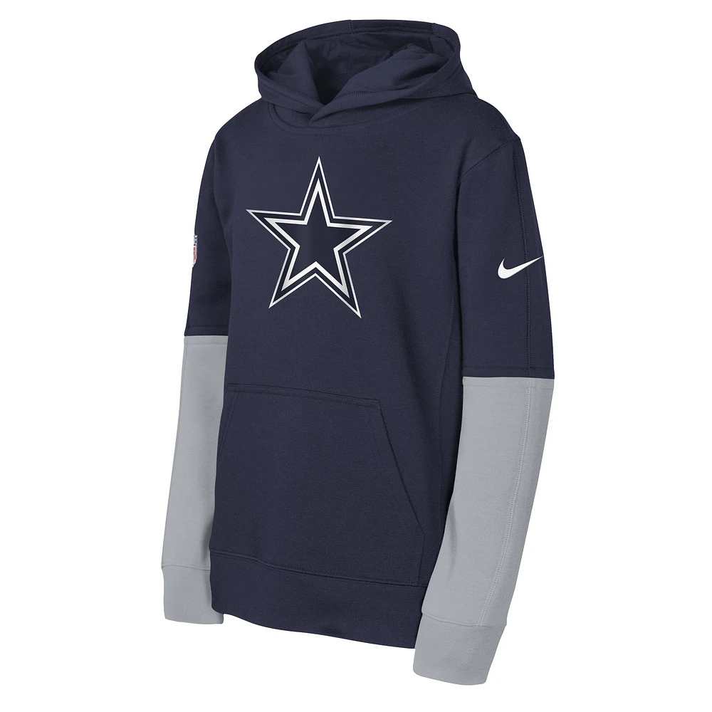 Sweat à capuche Nike bleu marine Dallas Cowboys Club pour jeunes