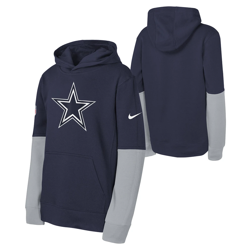 Sweat à capuche Nike bleu marine Dallas Cowboys Club pour jeunes