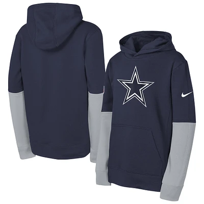 Sweat à capuche Nike bleu marine Dallas Cowboys Club pour jeunes