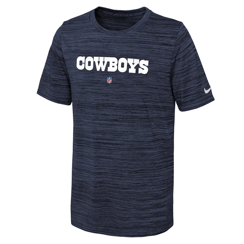 T-shirt Nike Dallas Cowboys Team Sideline Velocity Performance - Bleu marine pour jeune