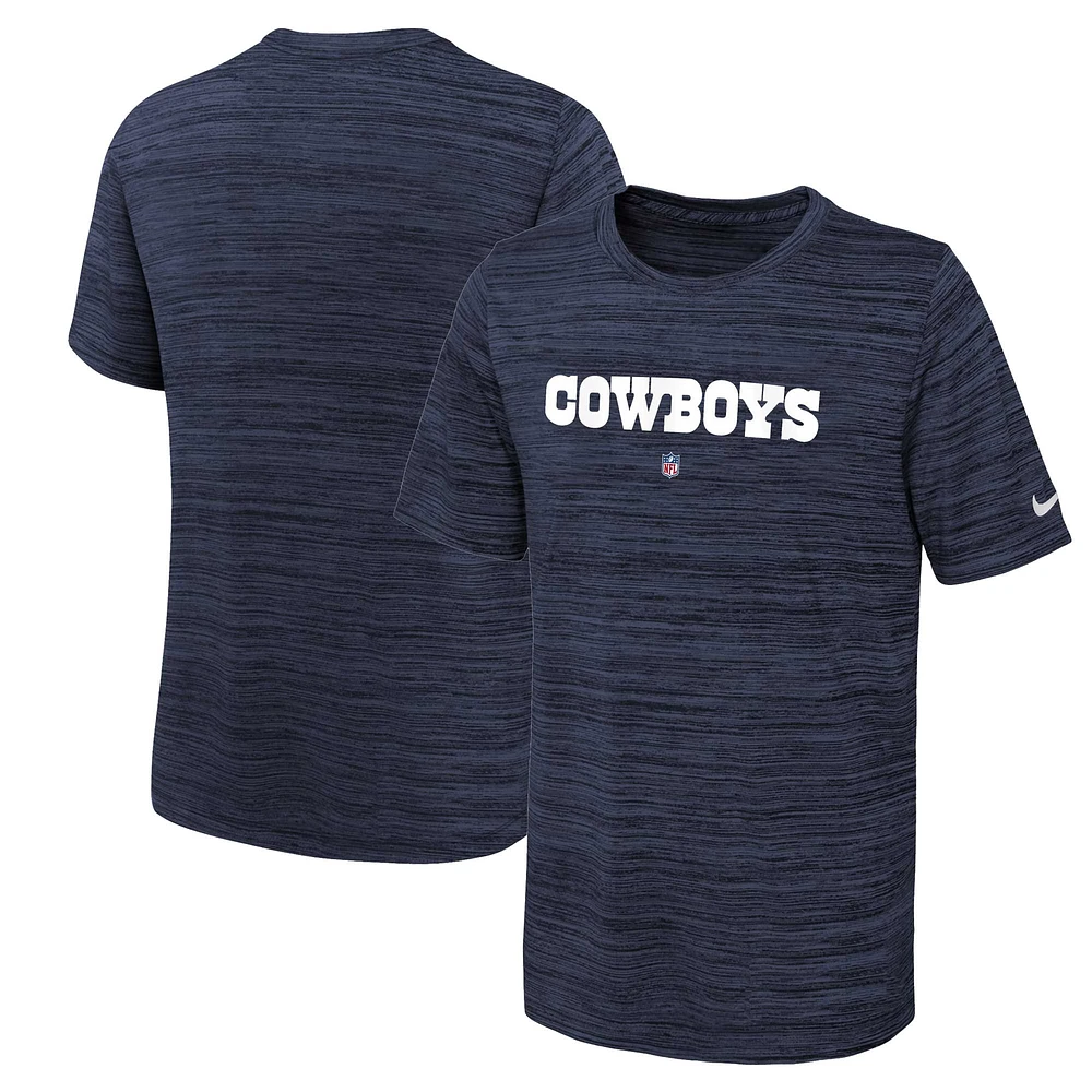 Youth Nike Navy Dallas Cowboys Team Sideline Velocity Performance T-Shirt