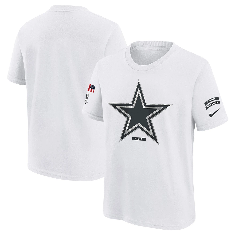 T-shirt Nike blanc pour jeunes Dallas Cowboys 2024 Salute To Service