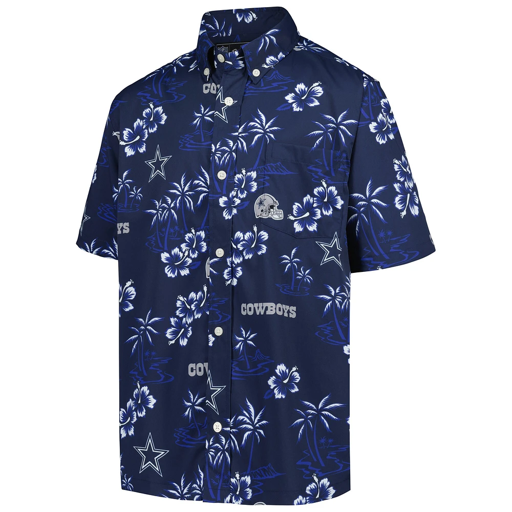 Chemise boutonnée à manches courtes pour jeunes Reyn Spooner bleu marine Dallas Cowboys