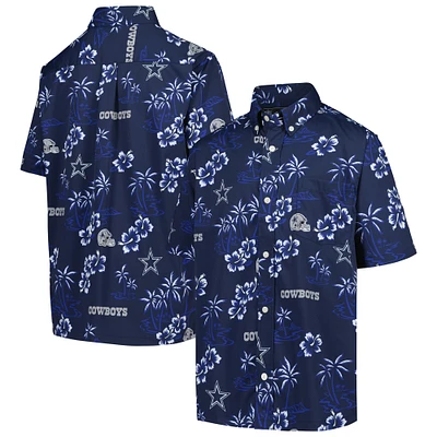 Chemise boutonnée à manches courtes pour jeunes Reyn Spooner bleu marine Dallas Cowboys