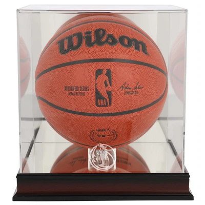 Vitrine de présentation du logo de l'équipe de basket-ball des Dallas Mavericks en acajou avec dos en miroir
