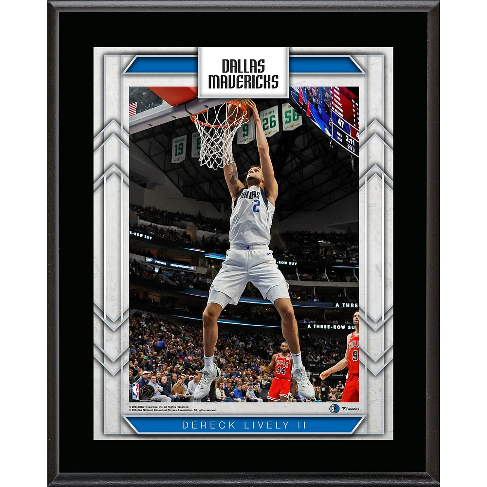 Plaque de joueur sublimée Dereck Lively II Dallas Mavericks 10,5" x 13"