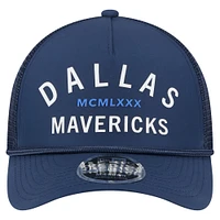 Men's New Era  Navy Dallas Mavericks Minimalist A-Frame 9FORTY Trucker Hat