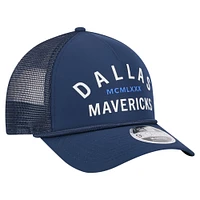 Men's New Era  Navy Dallas Mavericks Minimalist A-Frame 9FORTY Trucker Hat