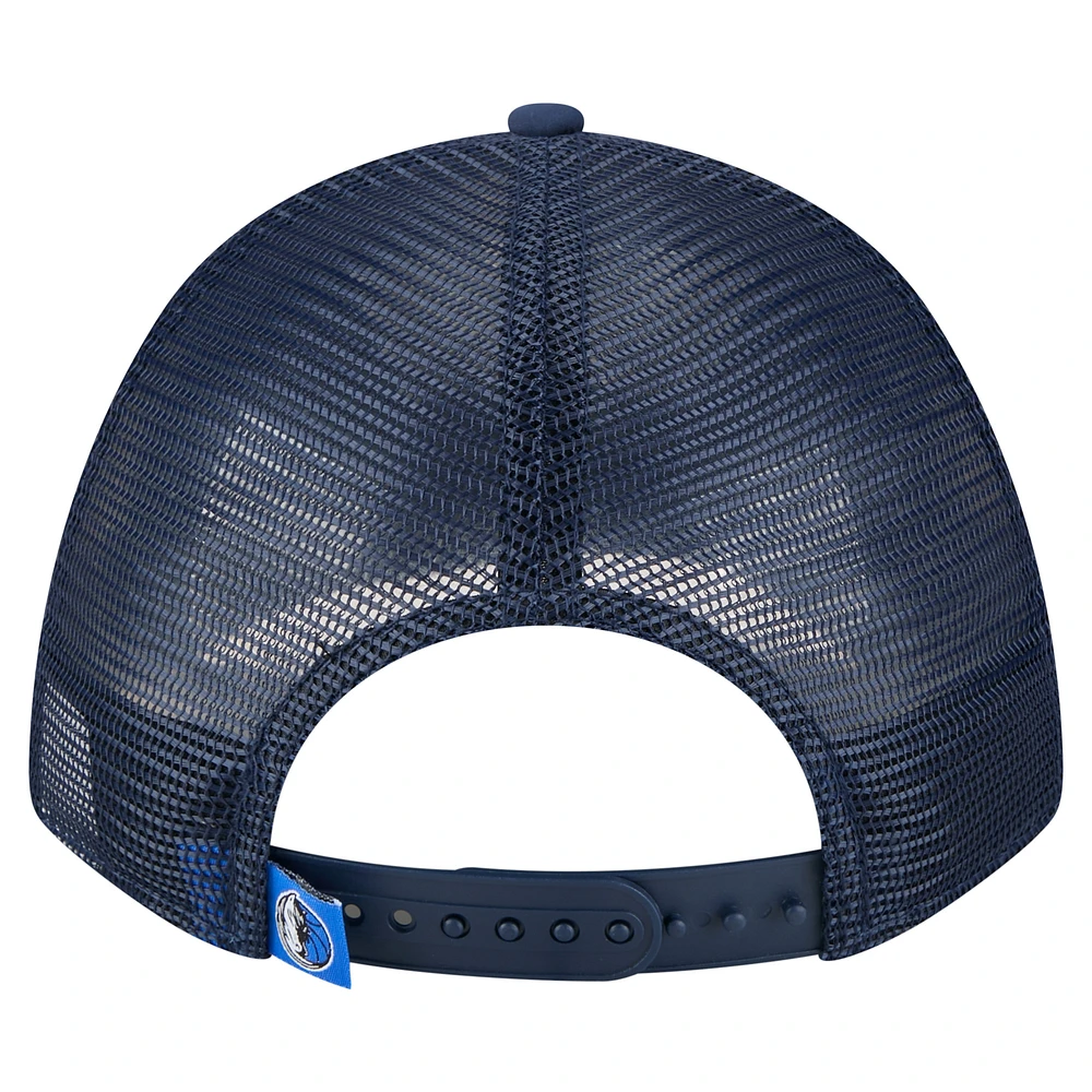 Men's New Era  Navy Dallas Mavericks Minimalist A-Frame 9FORTY Trucker Hat