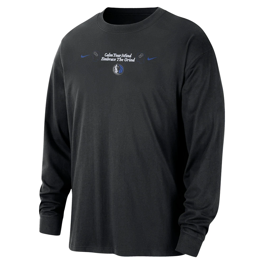 Men's Nike Black Dallas Mavericks Courtside Oversized Long Sleeve T-Shirt