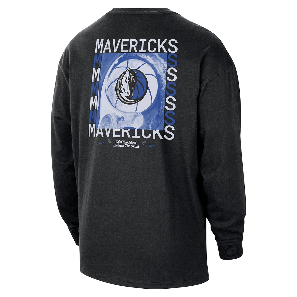 Men's Nike Black Dallas Mavericks Courtside Oversized Long Sleeve T-Shirt