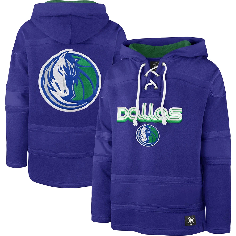 Men's '47 Blue Dallas Mavericks 2022/23 Pregame MVP Lacer Pullover Hoodie - City Edition