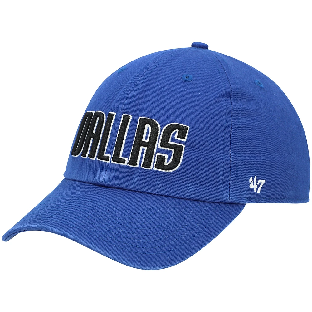 Casquette réglable '47 Royal Dallas Mavericks Clean Up Wordmark pour homme