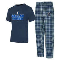 Ensemble de nuit pour homme avec t-shirt et pantalon en flanelle Dallas Mavericks Vector bleu marine/gris Concepts Sport