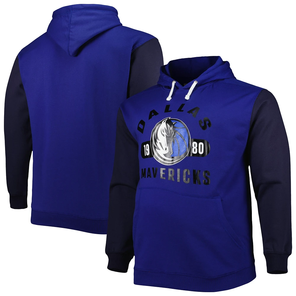 Men's Fanatics Blue/Navy Dallas Mavericks Big & Tall Bold Attack Pullover Hoodie