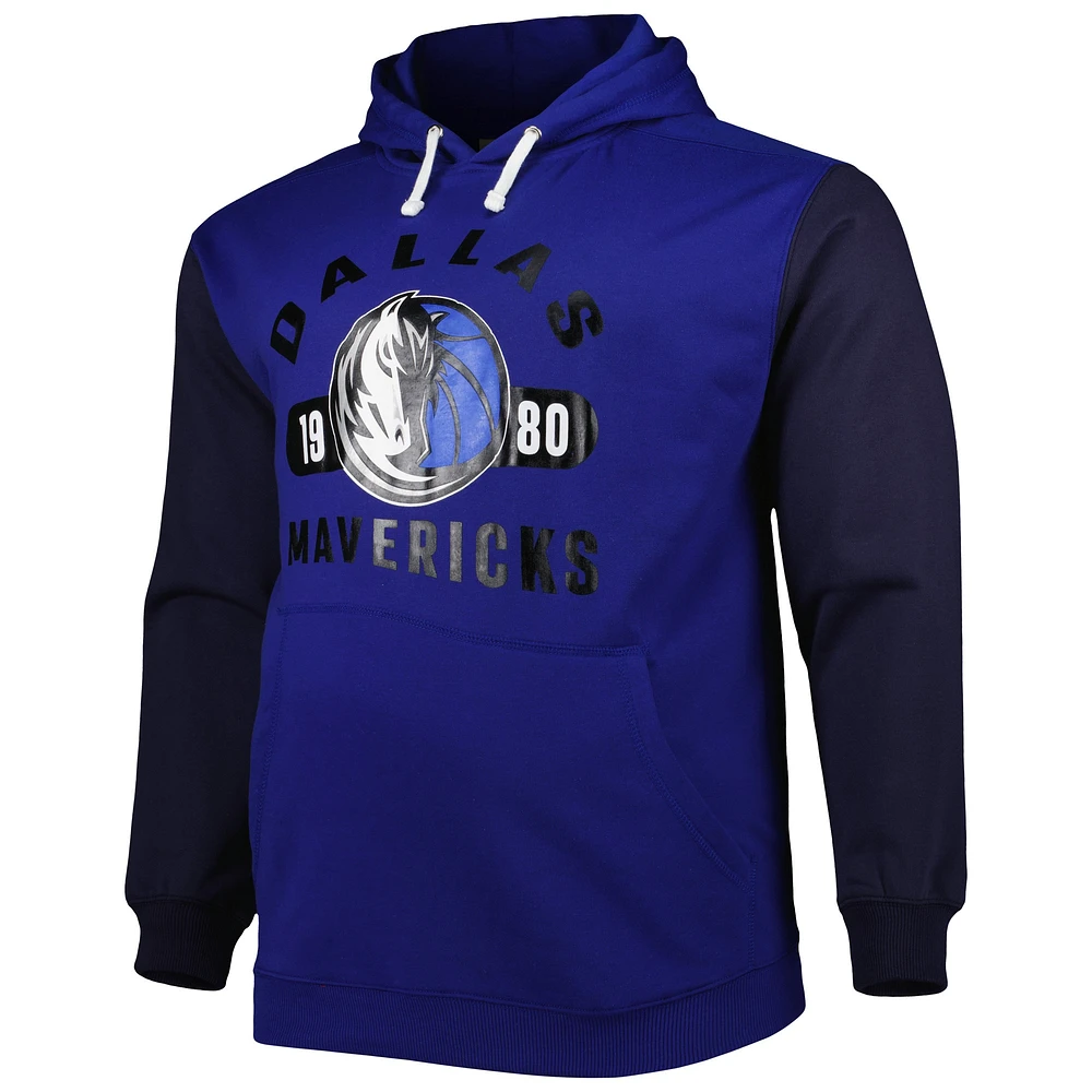 Sweat à capuche Fanatics bleu/marine pour hommes Dallas Mavericks Big & Tall Bold Attack