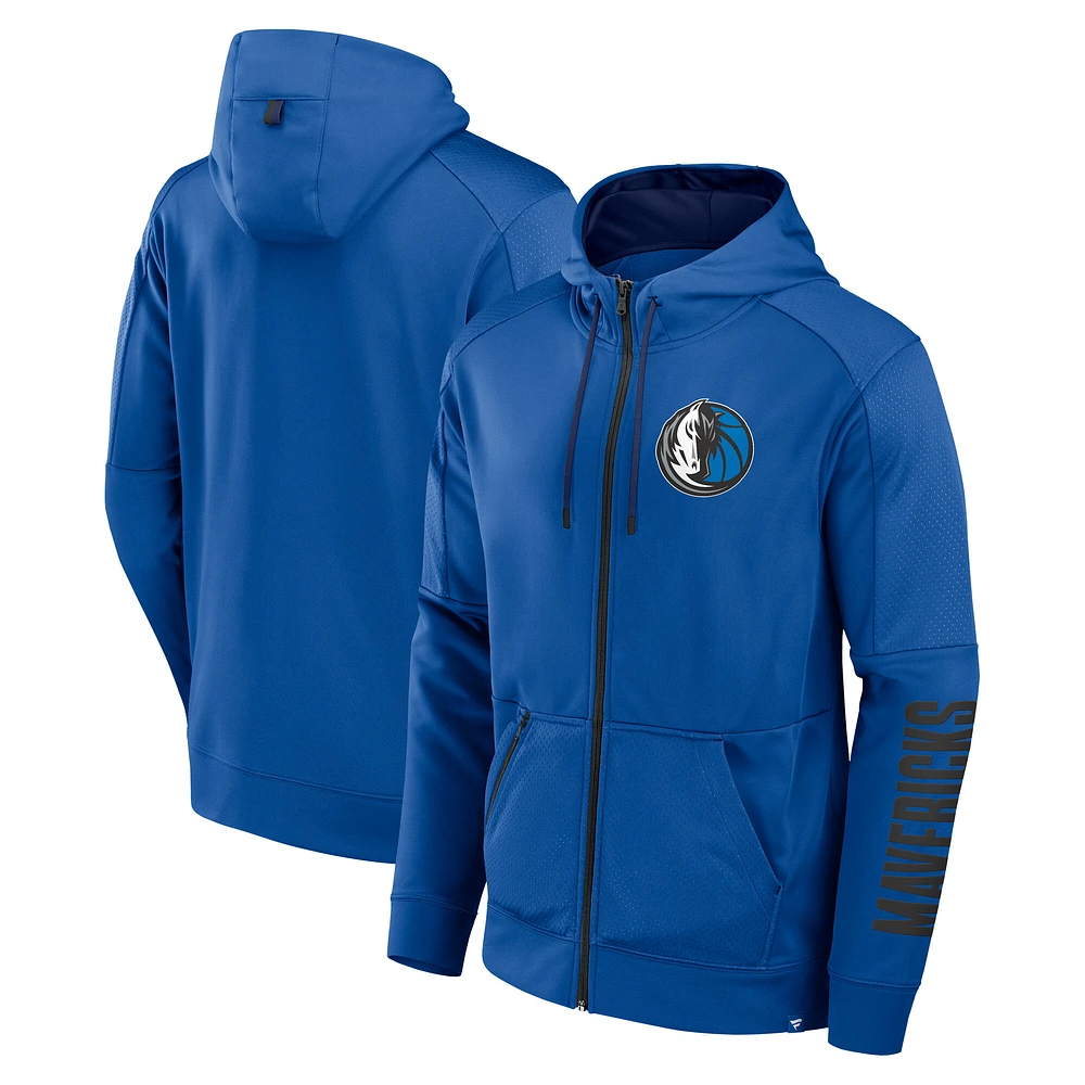 Men's Fanatics  Blue Dallas Mavericks Baller Defender Performance Full-Zip Hoodie