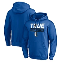 Men's Fanatics Blue Dallas Mavericks Post Up Hometown Collection Fitted Pullover Hoodie