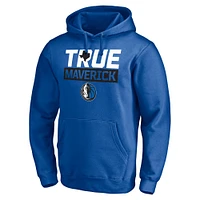 Men's Fanatics Blue Dallas Mavericks Post Up Hometown Collection Fitted Pullover Hoodie