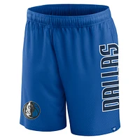 Short en maille Post Up Fanatics bleu Dallas Mavericks pour hommes