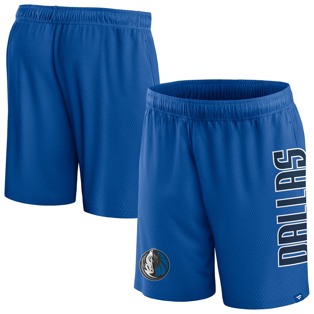 Short en maille Post Up Fanatics bleu Dallas Mavericks pour hommes