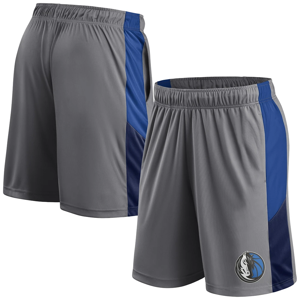 Short d'entraînement Fanatics gris pour homme Dallas Mavericks