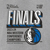 Fanatics pour hommes Heather Grey Dallas Mavericks 2024 Champions de la Conférence Ouest Vestiaire Big & Tall T-shirt