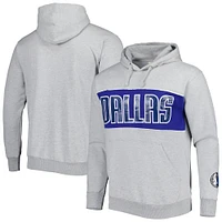 Sweat à capuche Fanatics Heather Grey Dallas Mavericks pour hommes avec mot-symbole French Terry