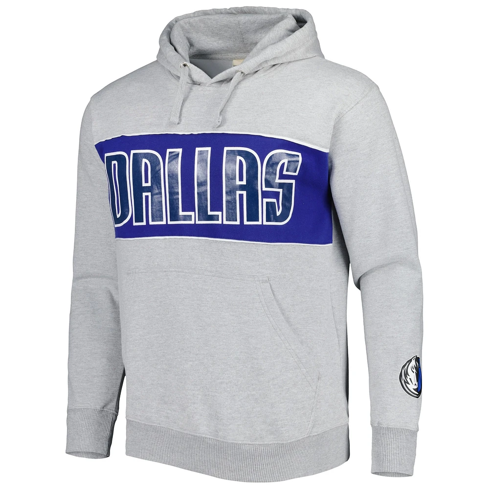 Sweat à capuche Fanatics Heather Grey Dallas Mavericks pour hommes avec mot-symbole French Terry