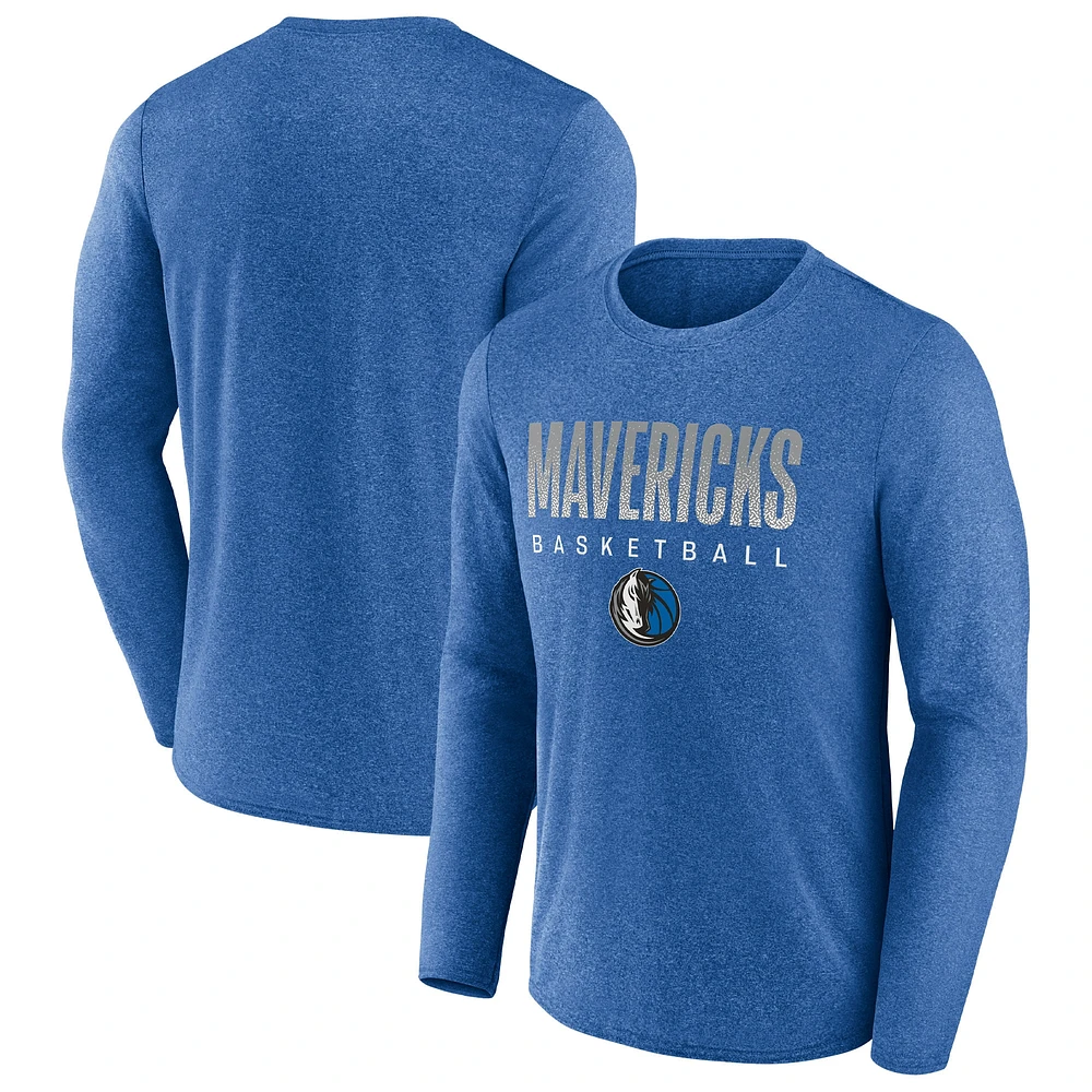 Men's Fanatics Heathered Blue Dallas Mavericks Where Legends Play Iconic Practice Long Sleeve T-Shirt