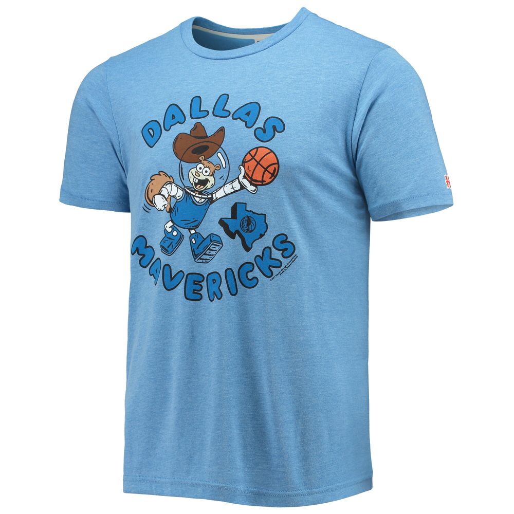 Men's Homage Light Blue Dallas Mavericks NBA x Spongebob Collab Tri-Blend T-Shirt