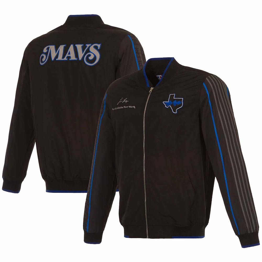 Blouson aviateur entièrement zippé en nylon JH Design pour homme noir Dallas Mavericks 2023/24 City Edition