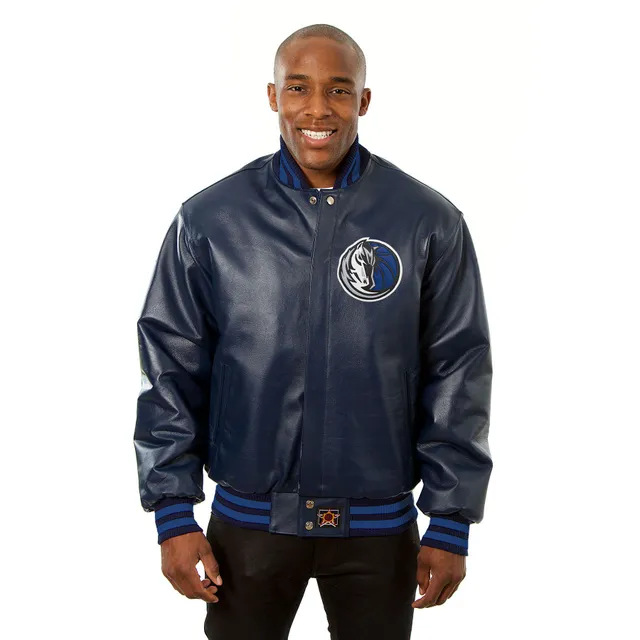 New York Giants Two-Tone Wool and Leather Jacket - Royal/White Medium