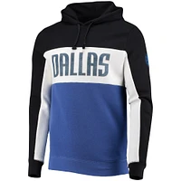 Pull à capuche en molleton blocs de couleurs pour hommes Dallas Mavericks, noir/blanc, malbouffe