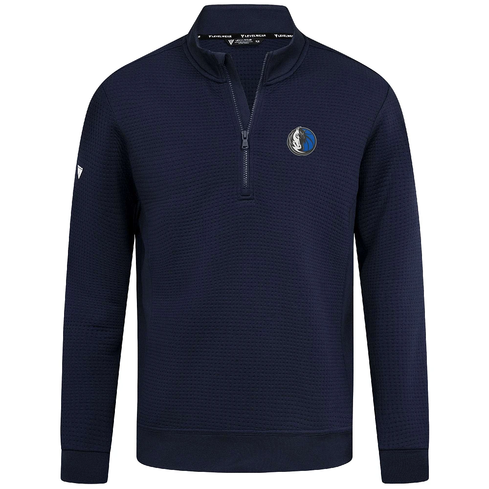 Men's Levelwear  Navy Dallas Mavericks Accolade Cushion Quarter-Zip Pullover
