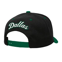 Casquette ajustable Mitchell & Ness Dallas Mavericks 2 tons avec inscription au dos Pro Crown pour homme, noire/verte
