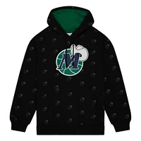 Men's Mitchell & Ness  Black Dallas Mavericks Hardwood Classics Allover Print Pullover Hoodie